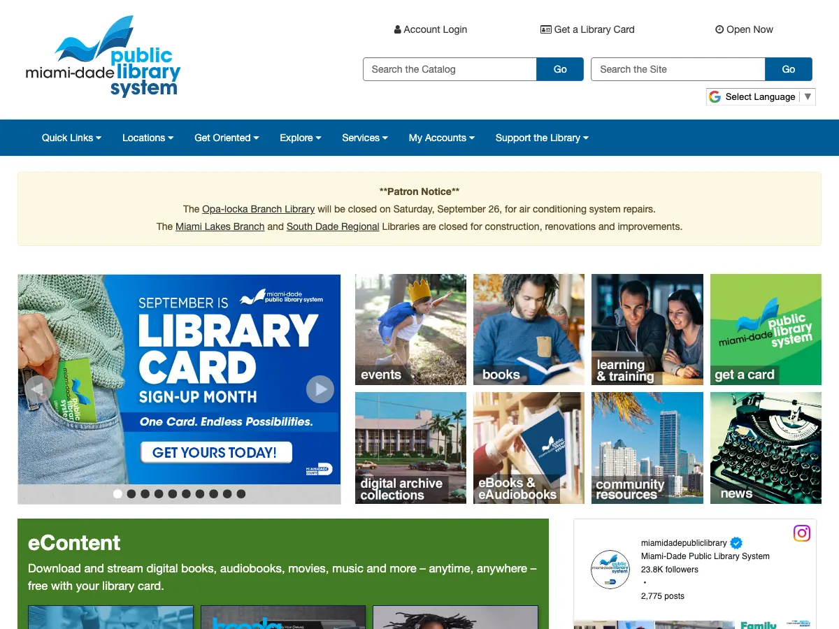 Fairlawn Branch Library's website