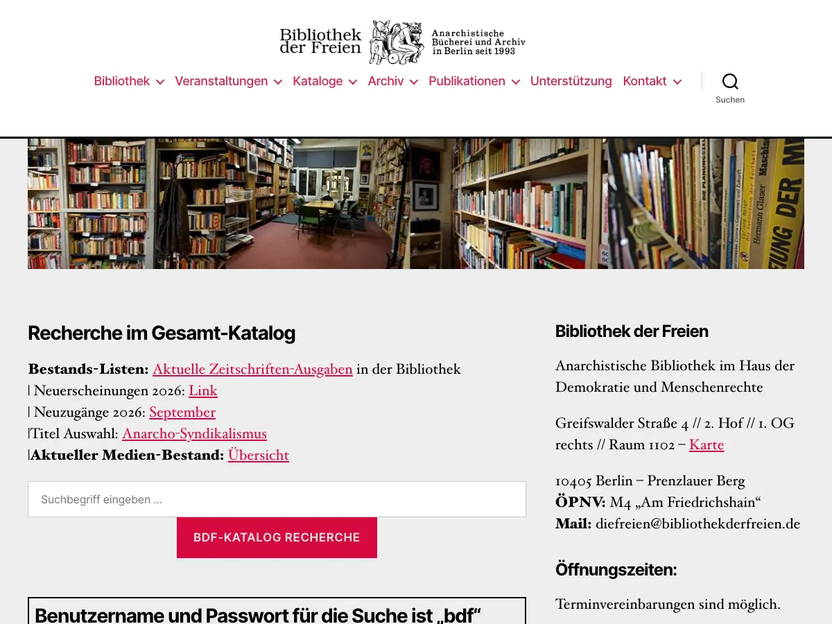 Bibliothek der Freien's website