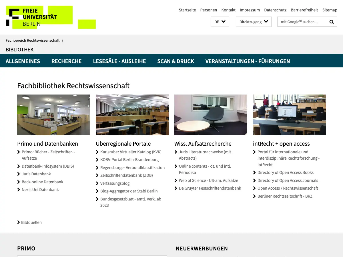 Bibliothek Rechtswissenschaft's website