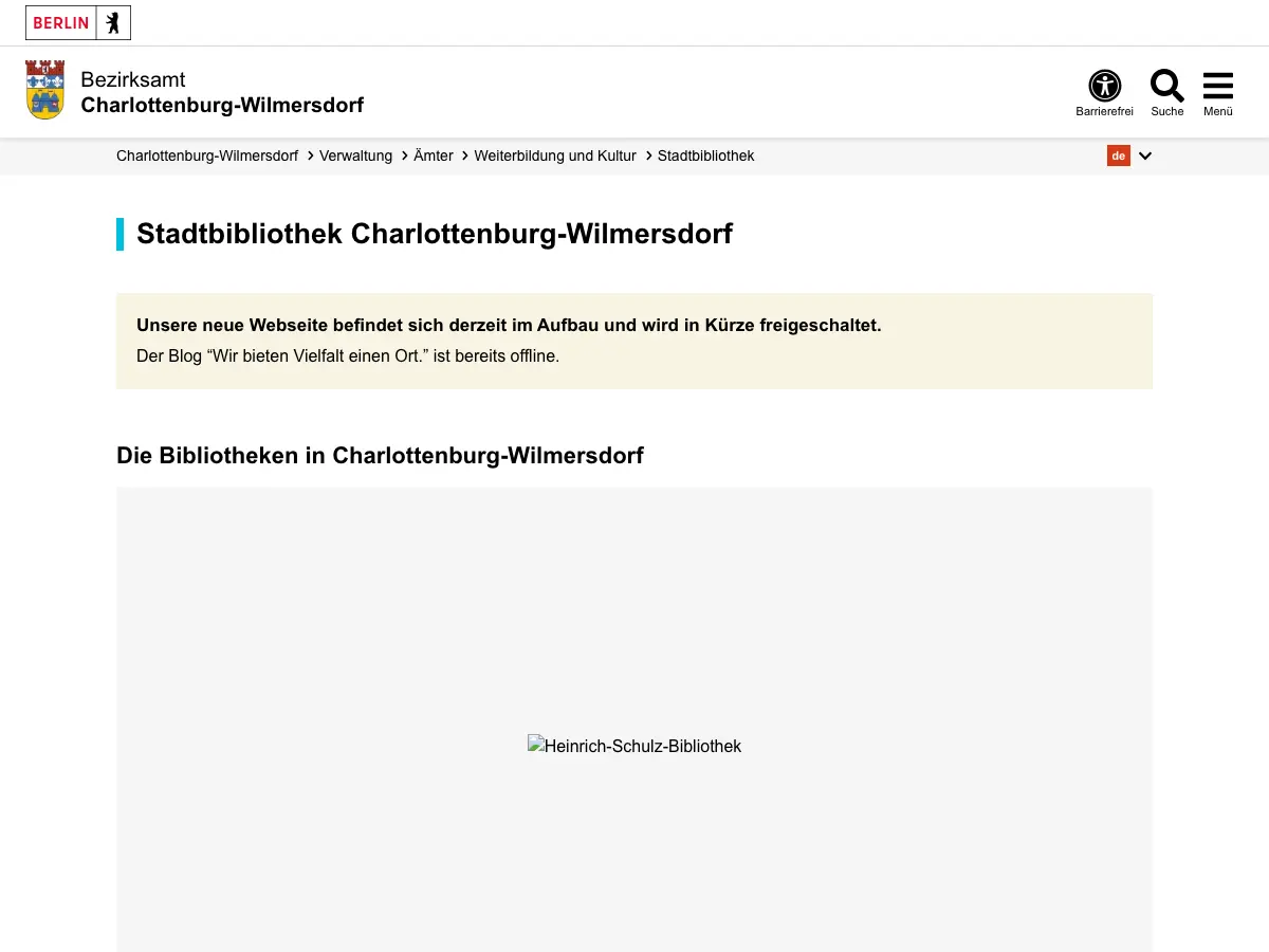Stadtbibliothek Charlottenburg's website