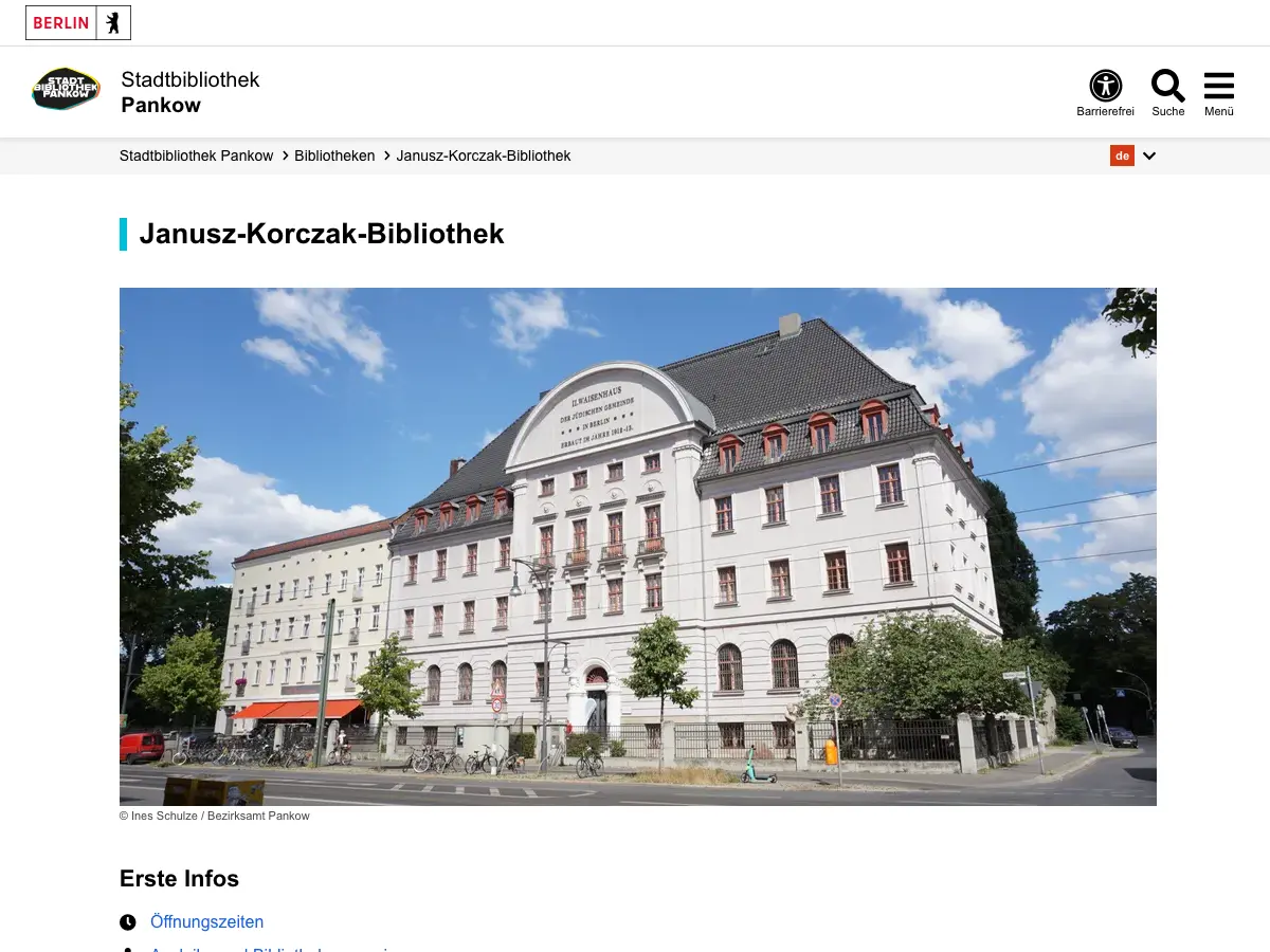 Janusz-Korczak-Bibliothek's website