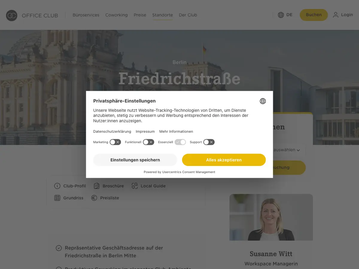 Office Club Berlin Friedrichstraße's website