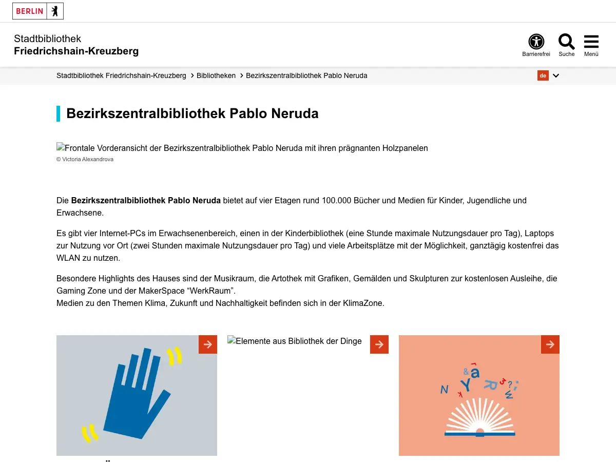 Bezirkszentralbibliothek Friedrichshain-Kreuzberg Pablo Neruda's website