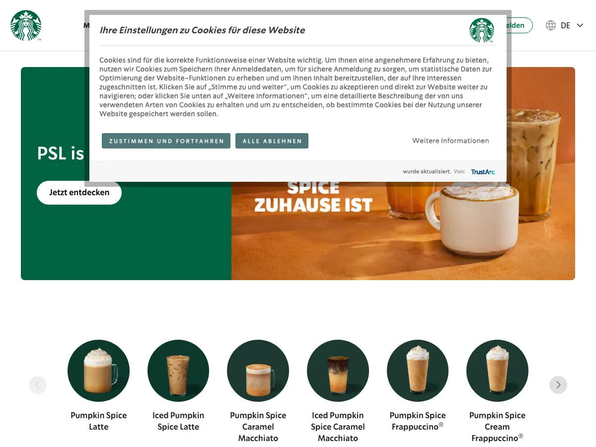 Starbucks's website