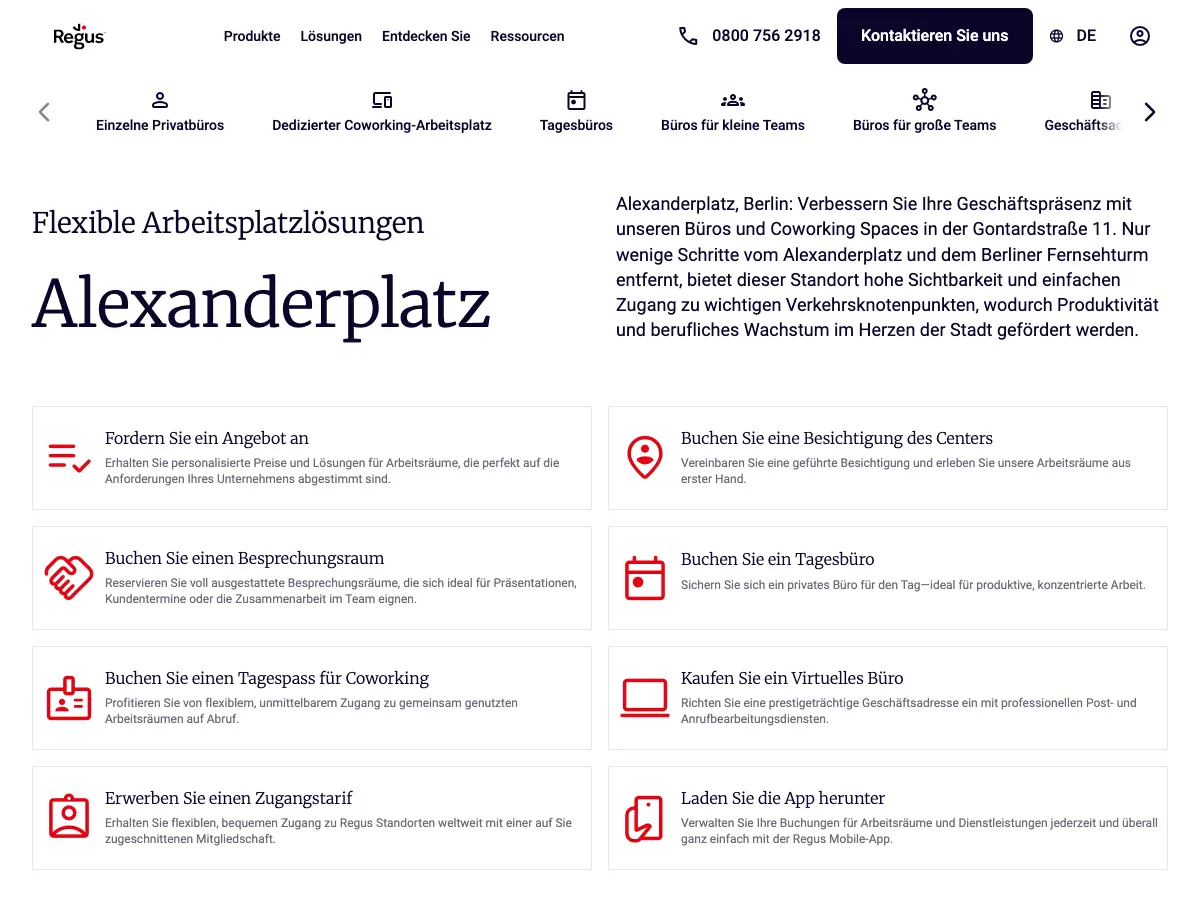 Regus's website
