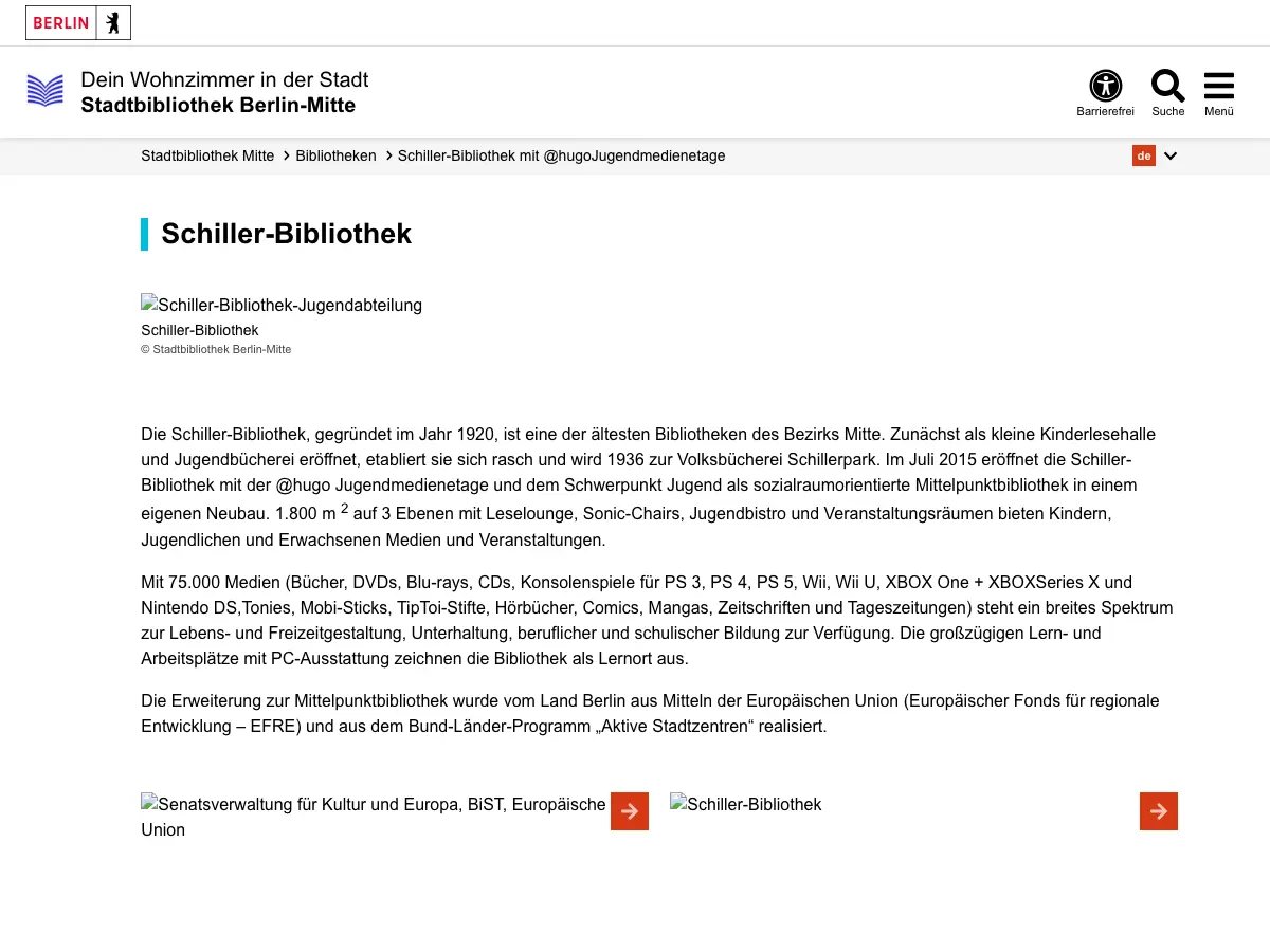 Schiller-Bibliothek's website