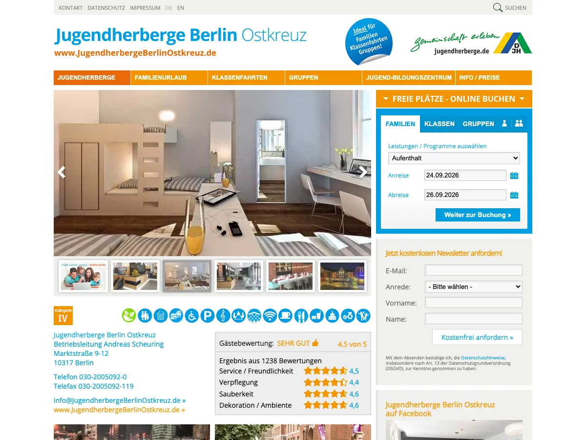 Jugendherberge Berlin Ostkreuz's website