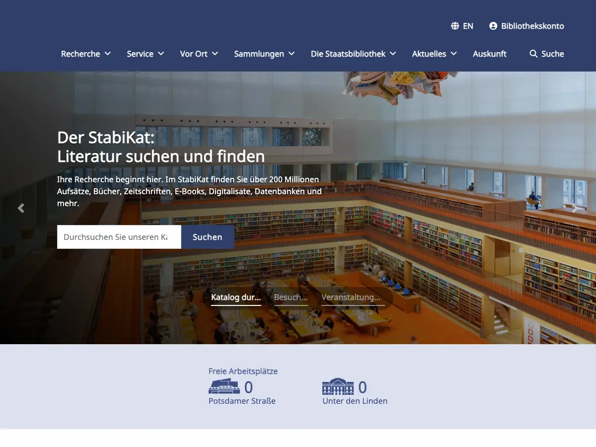 Staatsbibliothek zu Berlin - Preußischer Kulturbesitz, Haus Unter den Linden's website