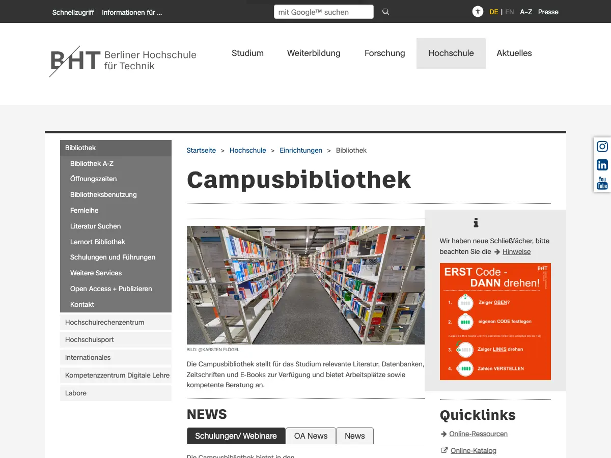 Campusbibliothek's website