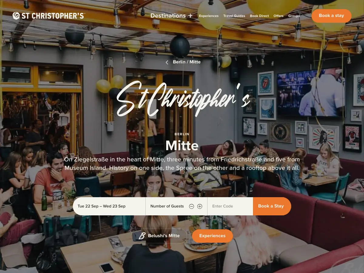 St Christopher's Inn's website