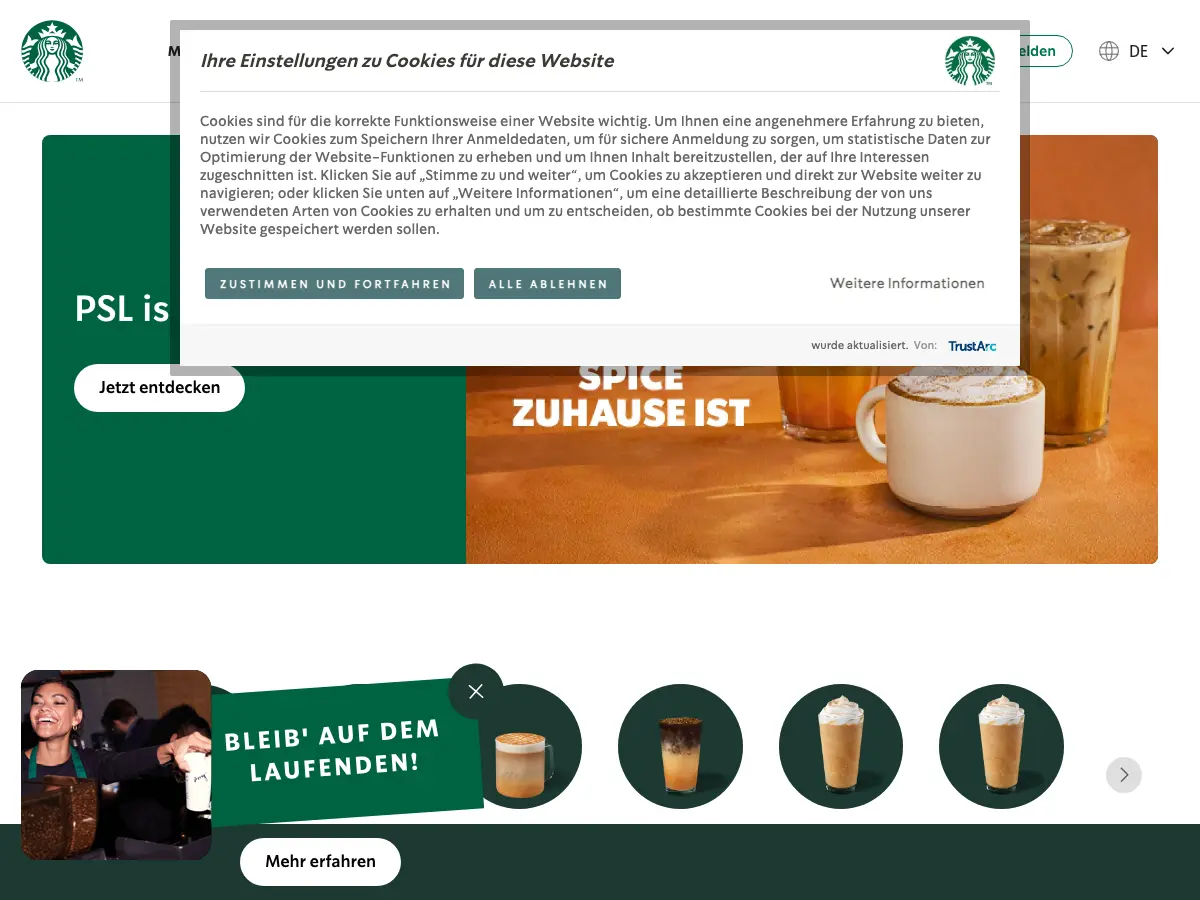 Starbucks's website