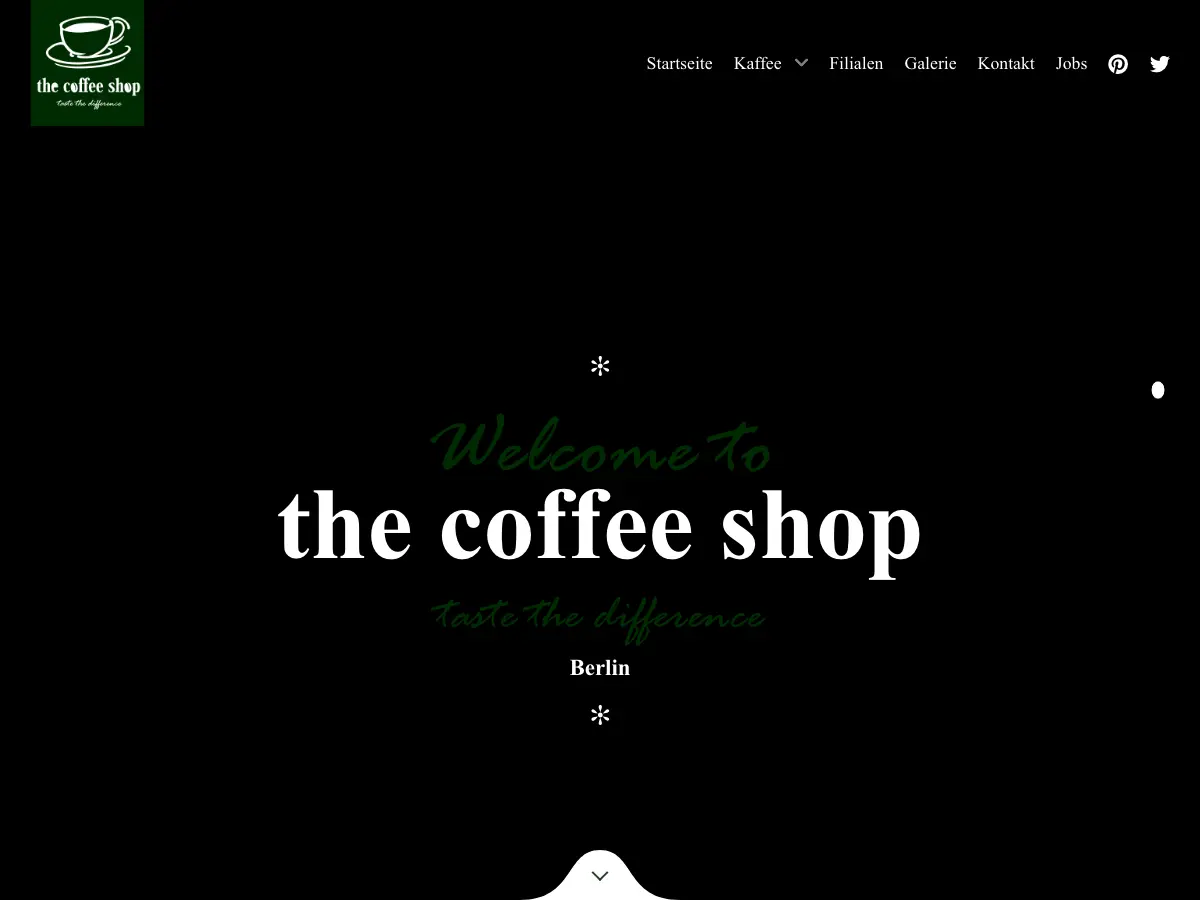 the coffee shop's website