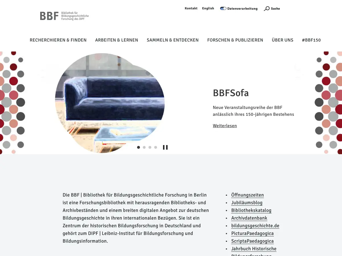 Bibliothek für Bildungsgeschichtliche Forschung's website