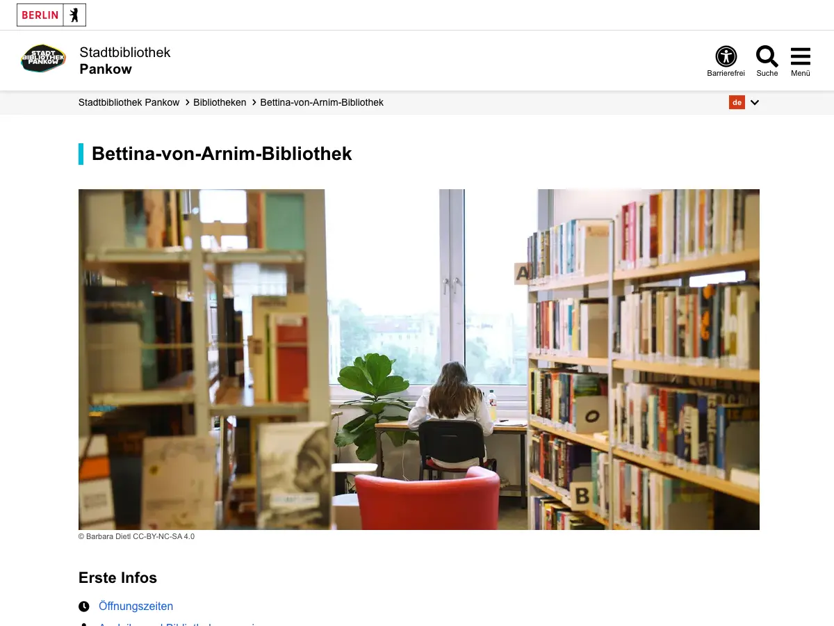 Bettina von Arnim Bibliothek's website