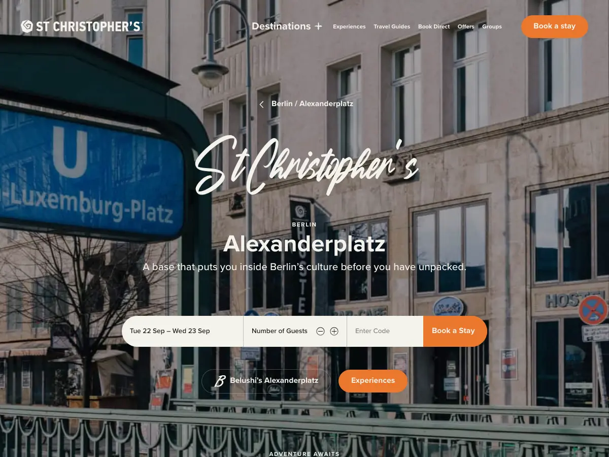 St Christopher's Inn's website