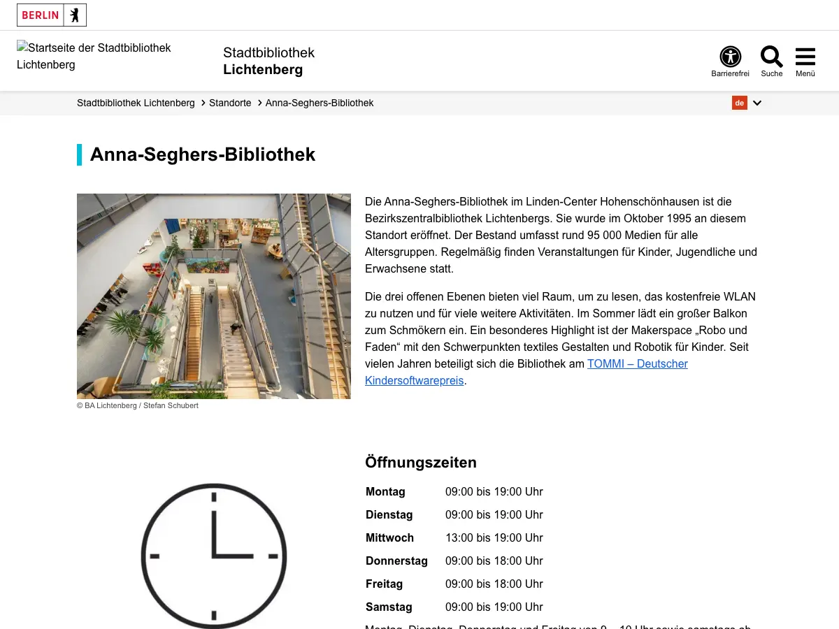 Anna-Seghers-Bibliothek's website