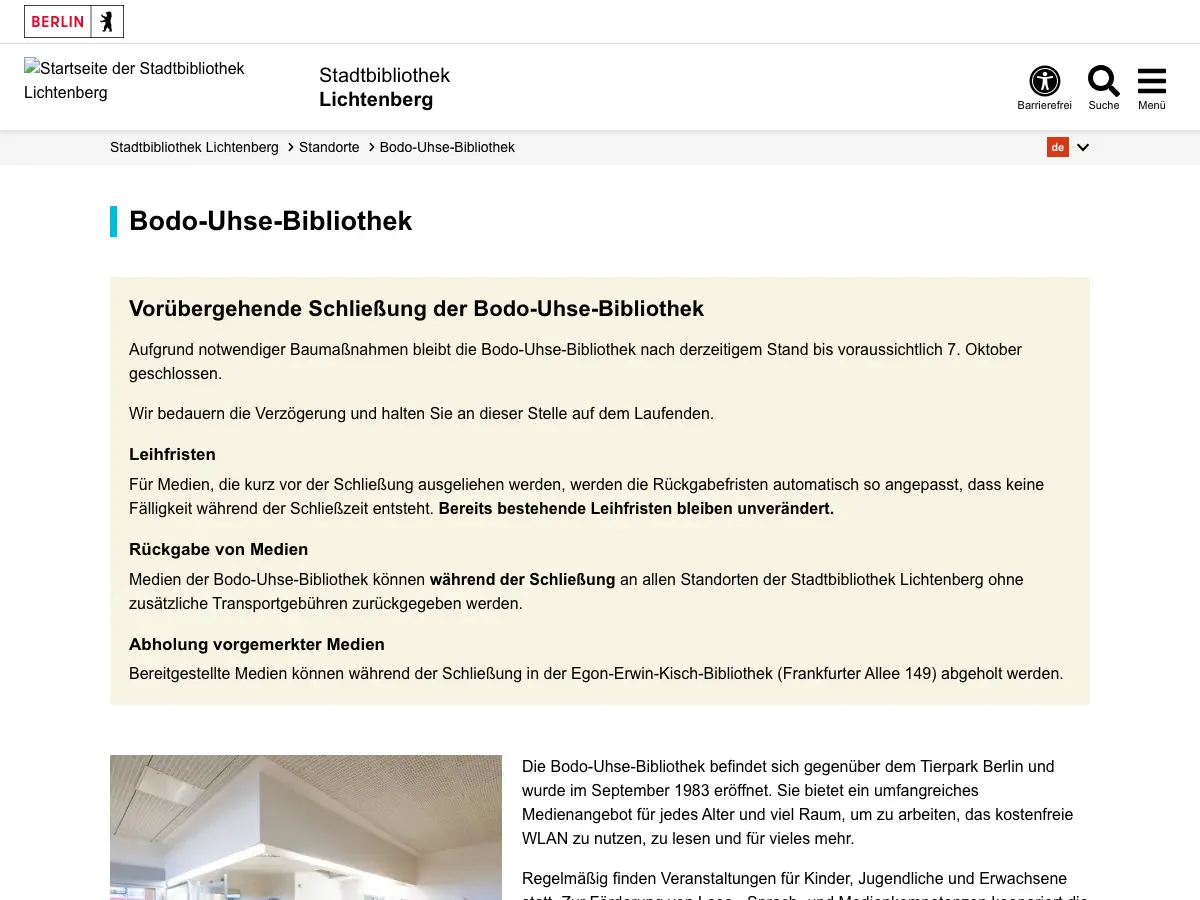 Bodo-Uhse-Bibliothek's website