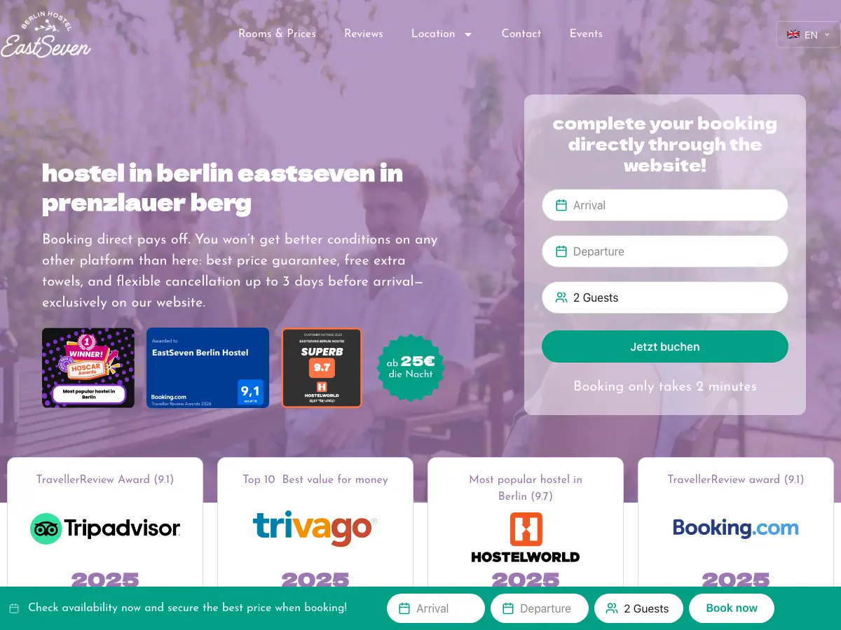 Hostel Berlin - EastSeven's website