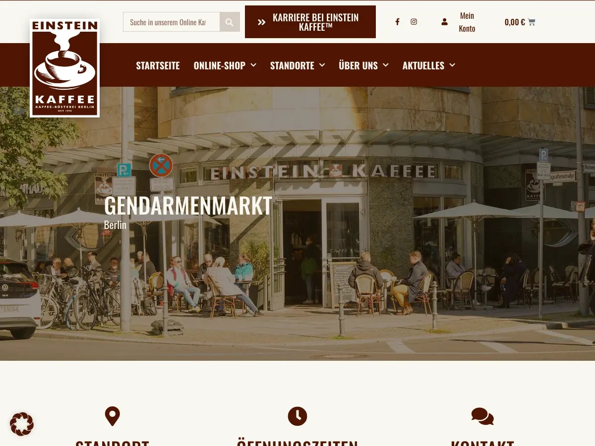 Einstein Kaffee's website
