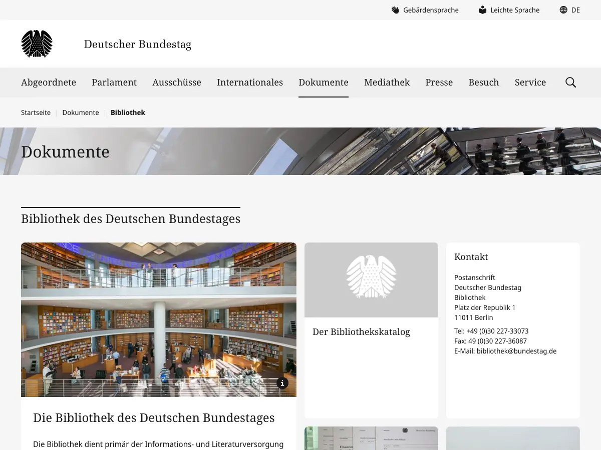 Bibliothek des Deutschen Bundestages's website