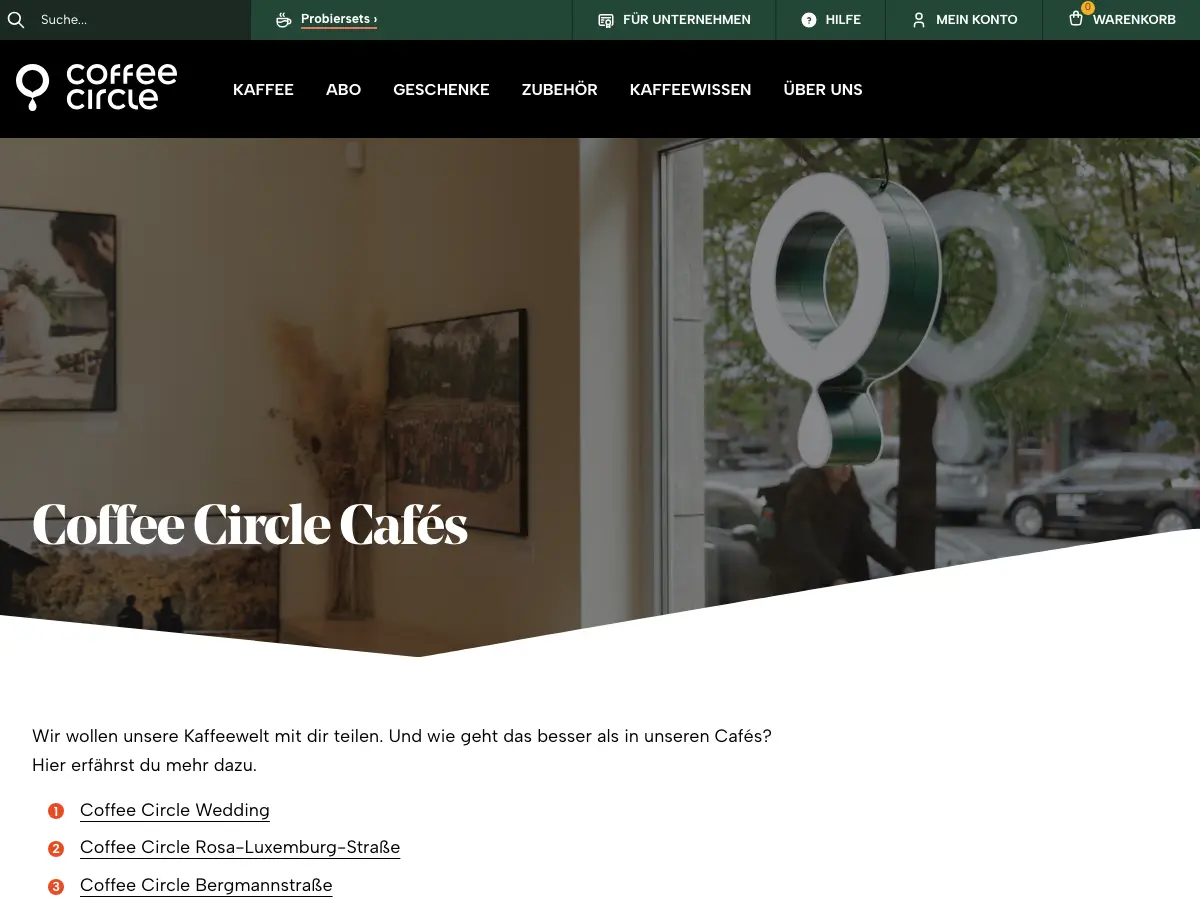 Coffee Circle's website