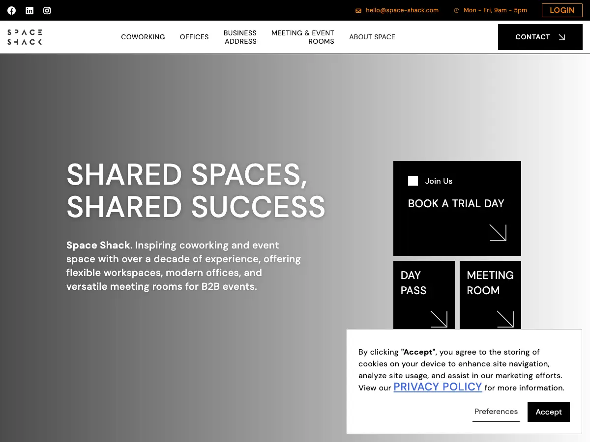 Space Shack's website