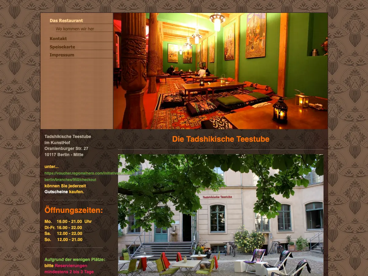 Tadshikische Teestube's website