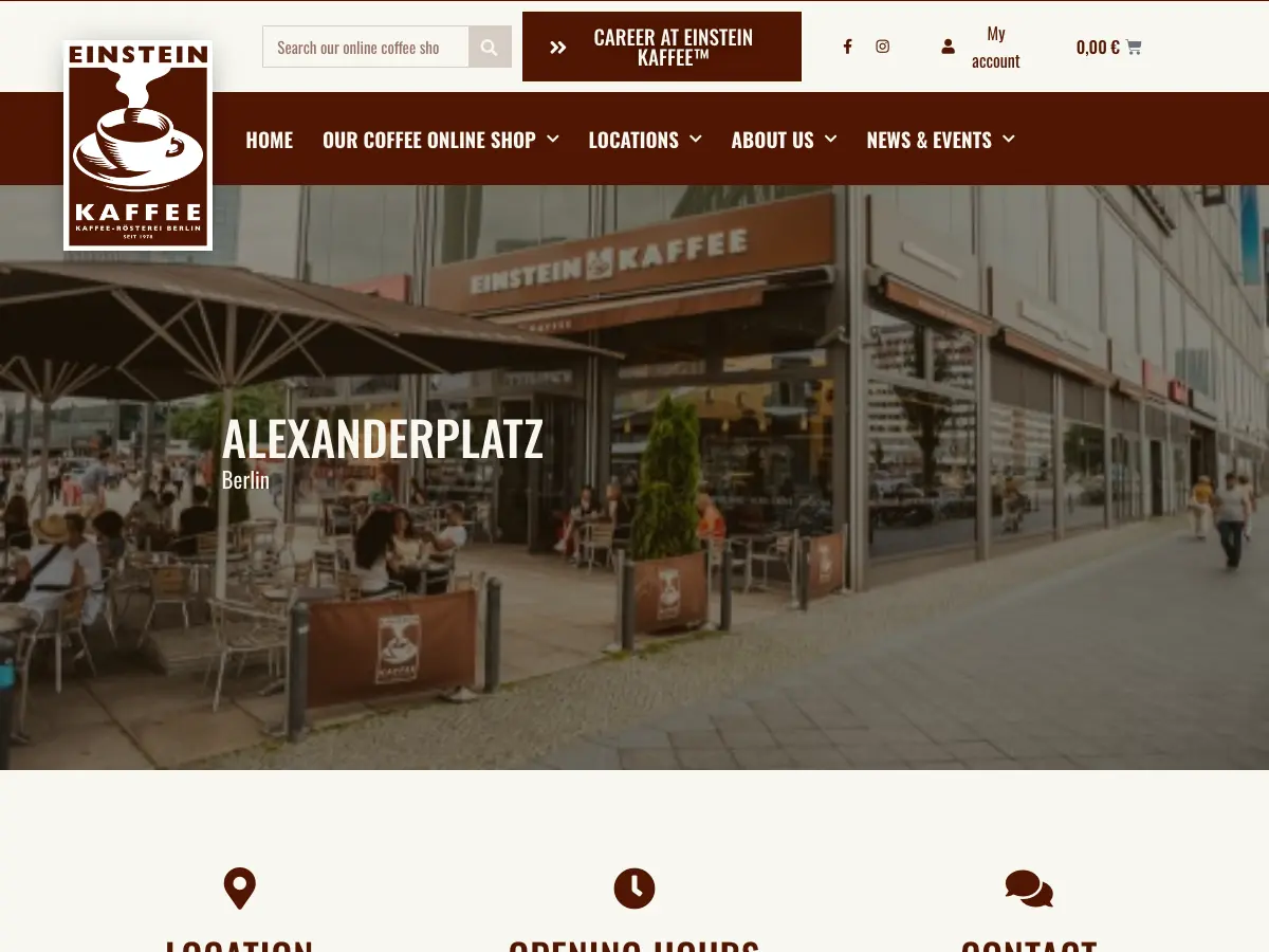 Einstein Kaffee's website