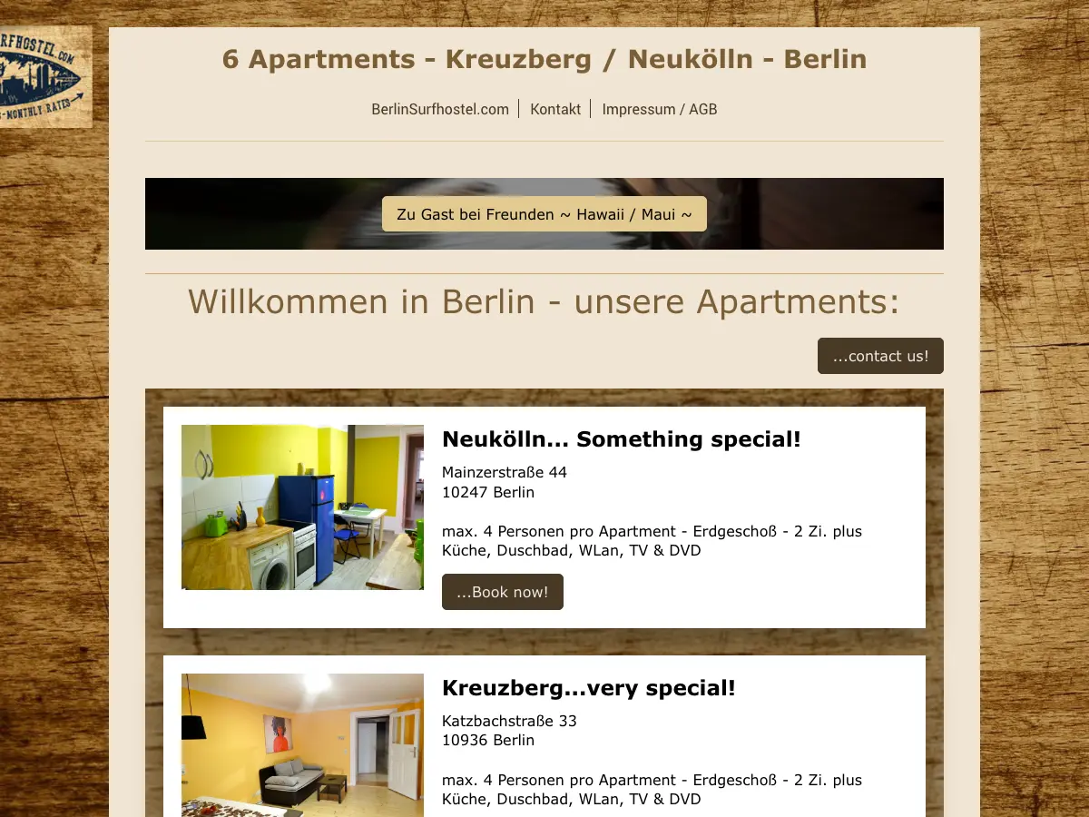 Berlin Surf Hostel's website