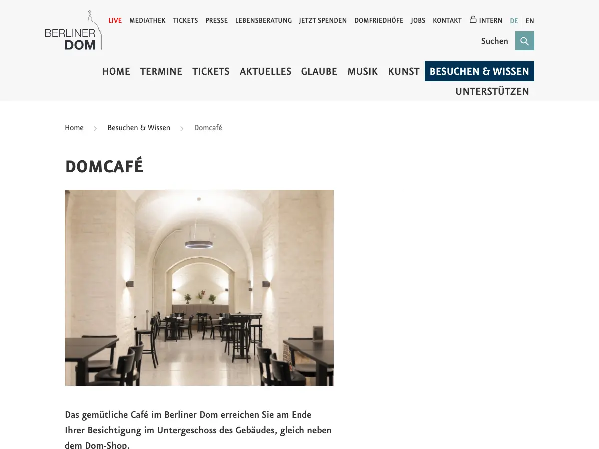 Dom Café's website