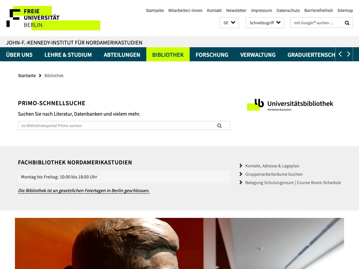 Bibliothek des John-F.-Kennedy-Instituts's website