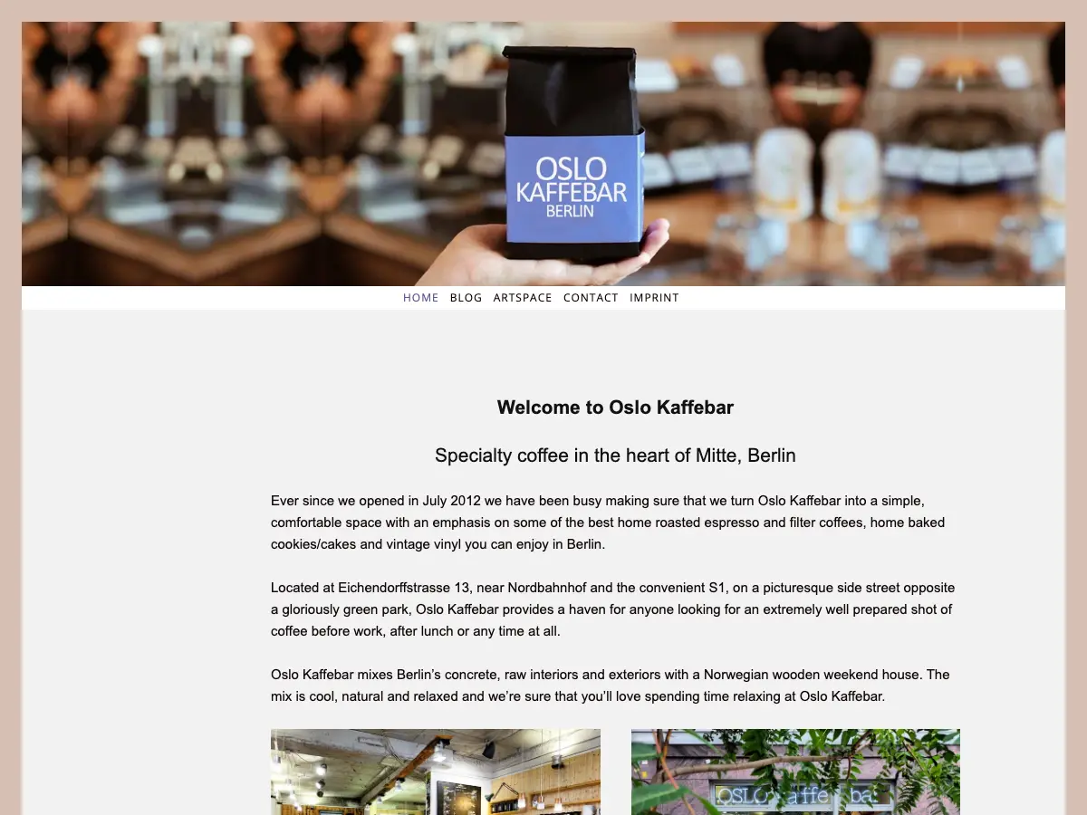Oslo Kaffebar's website