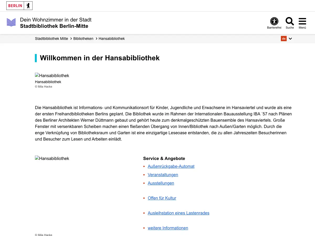 Hansabibliothek's website