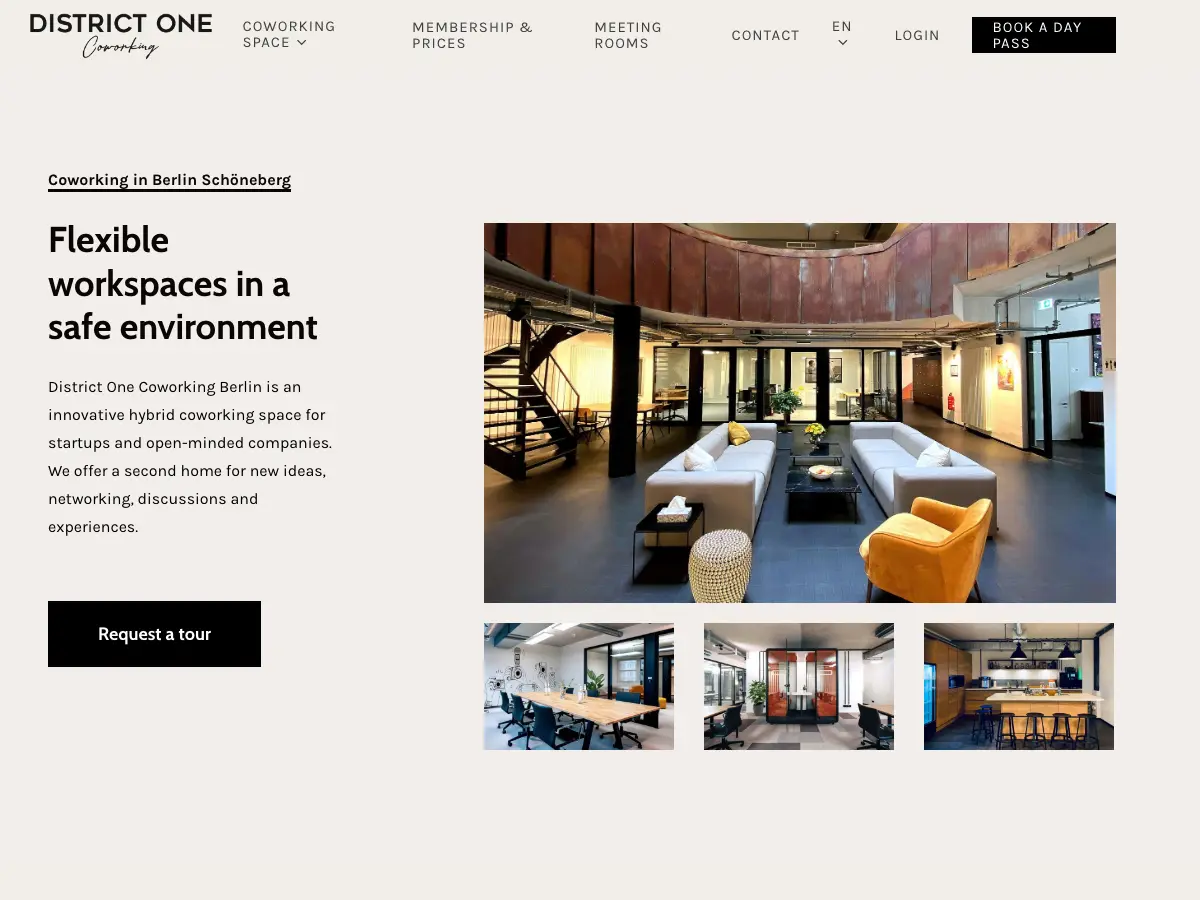District One | Coworking Space & flexible Büroflächen in Berlin Schöneberg's website