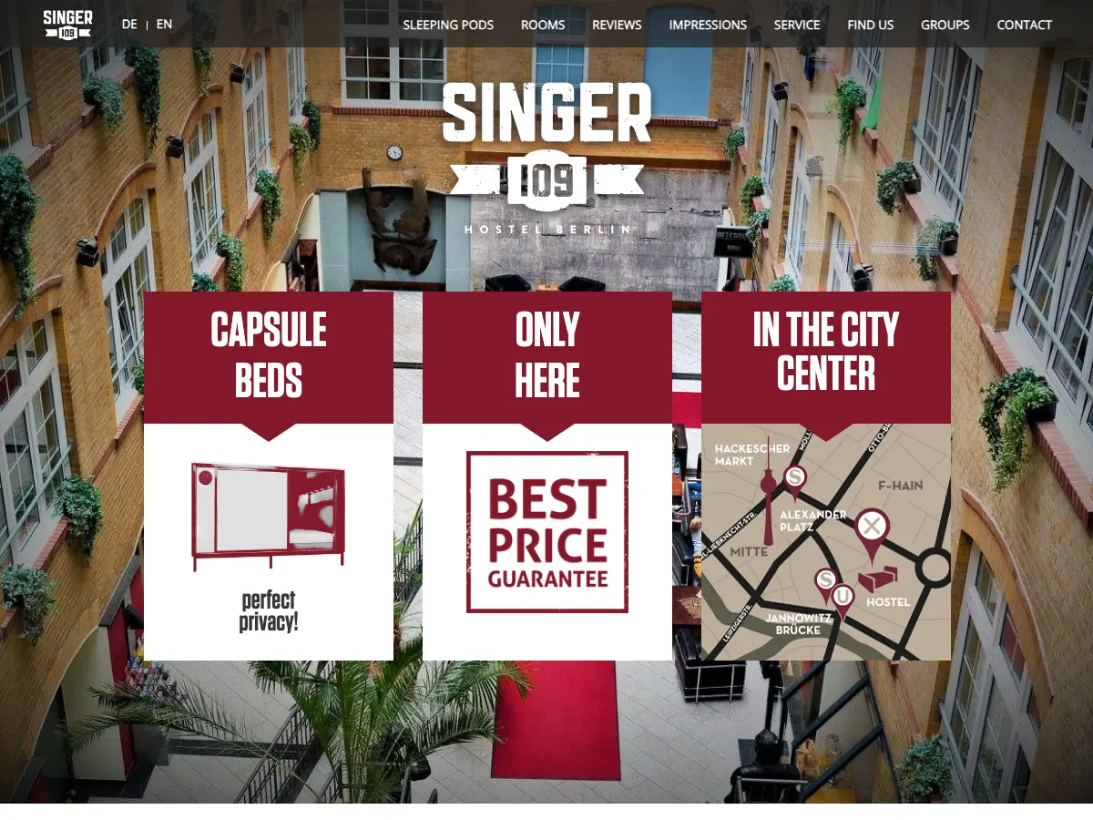 Singer109 Hostel Berlin's website