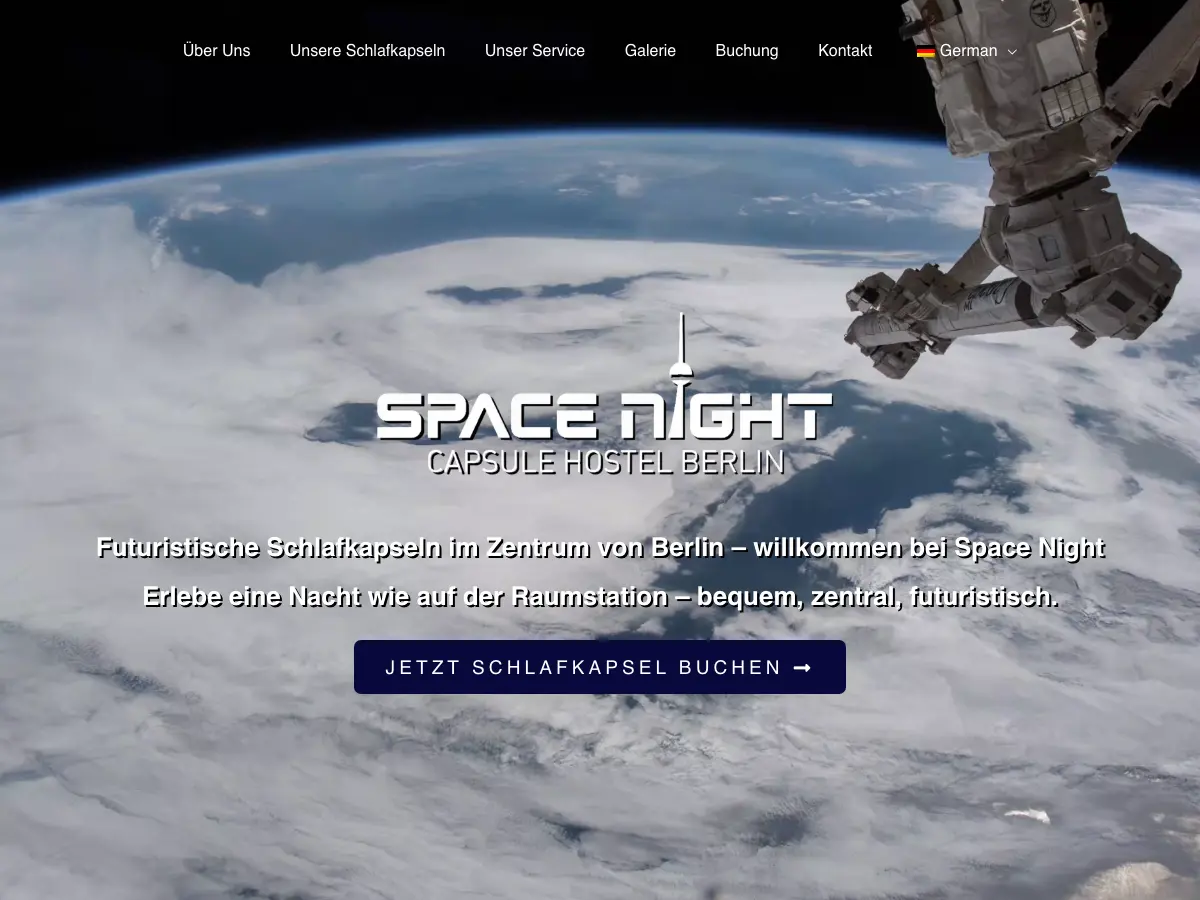 Space Night Capsule Hostel's website