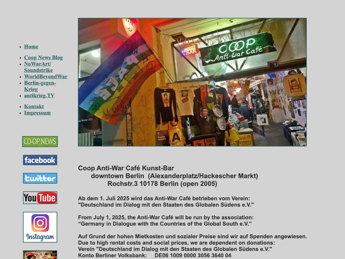 COOP Anti-War cafe bar's website