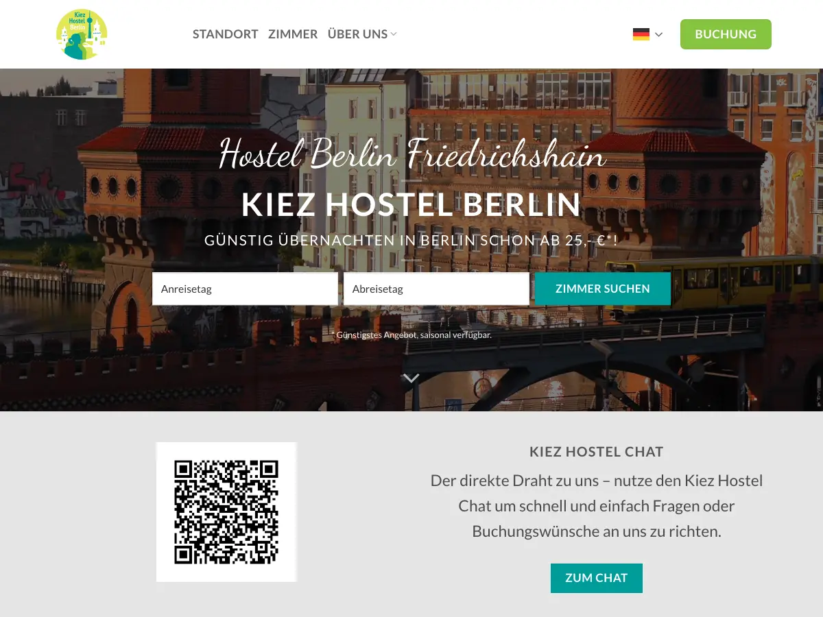 Kiez Hostel Berlin's website