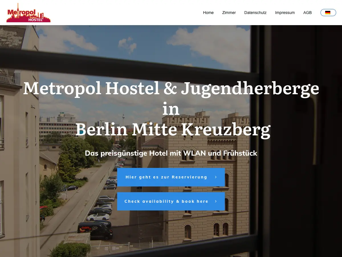 Metropol Hostel Berlin's website