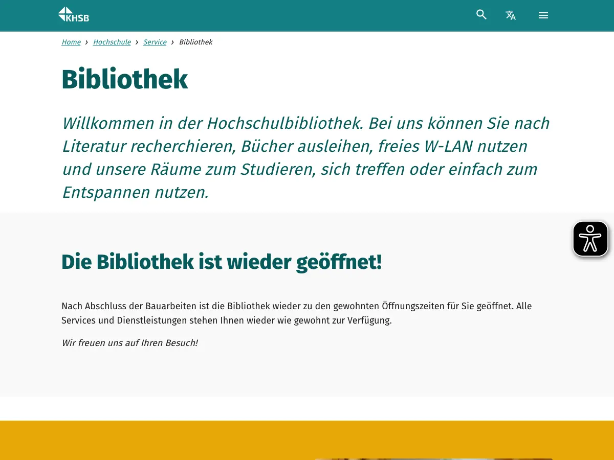Hochschulbibliothek KHSB Berlin's website