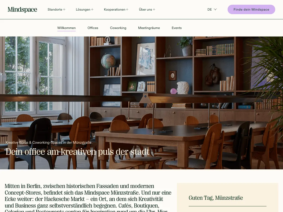 Mindspace Münzstraße's website