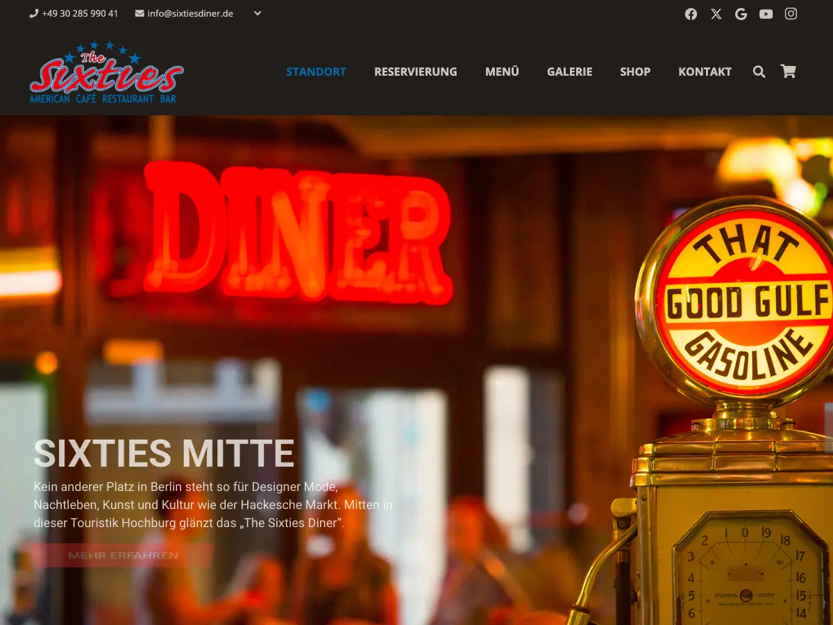 The Sixties Diner's website
