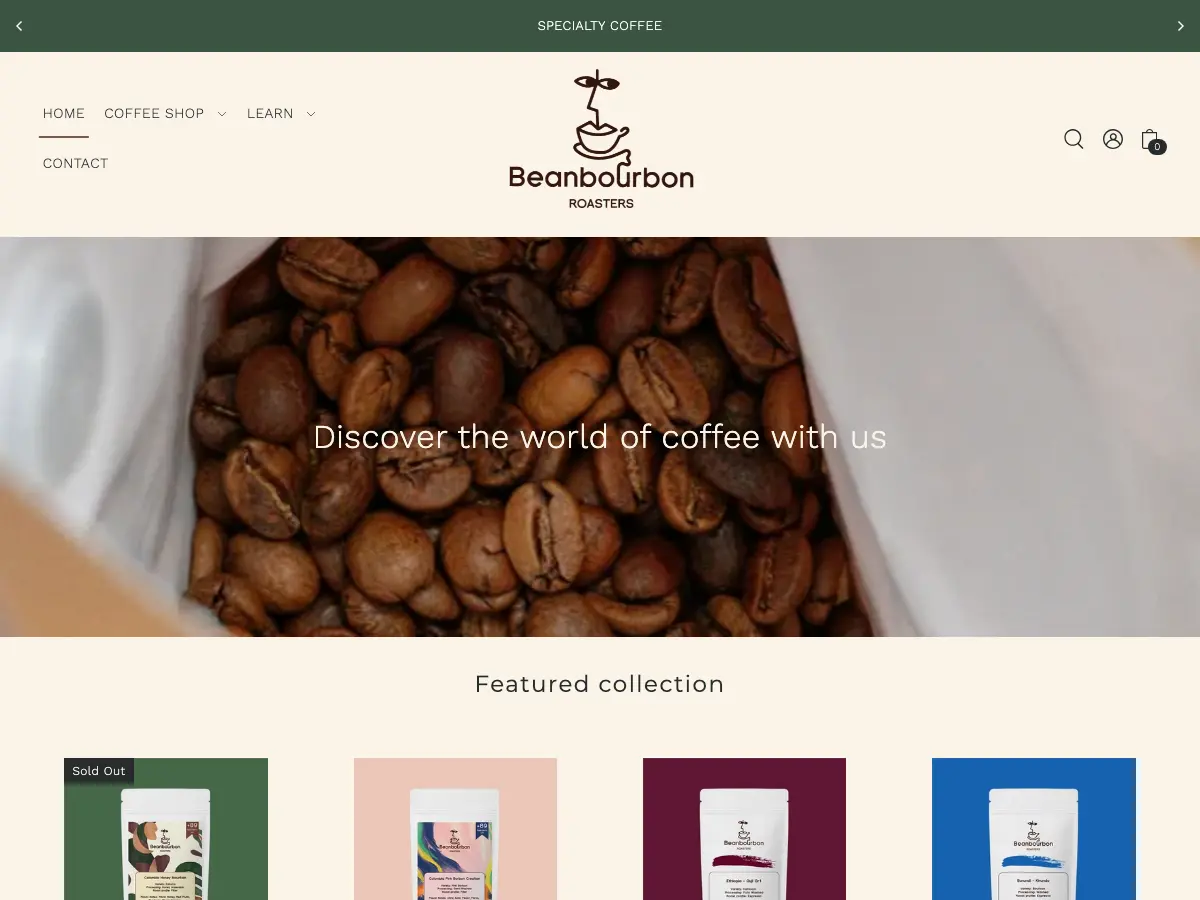 Beanbourbon Roasters's website