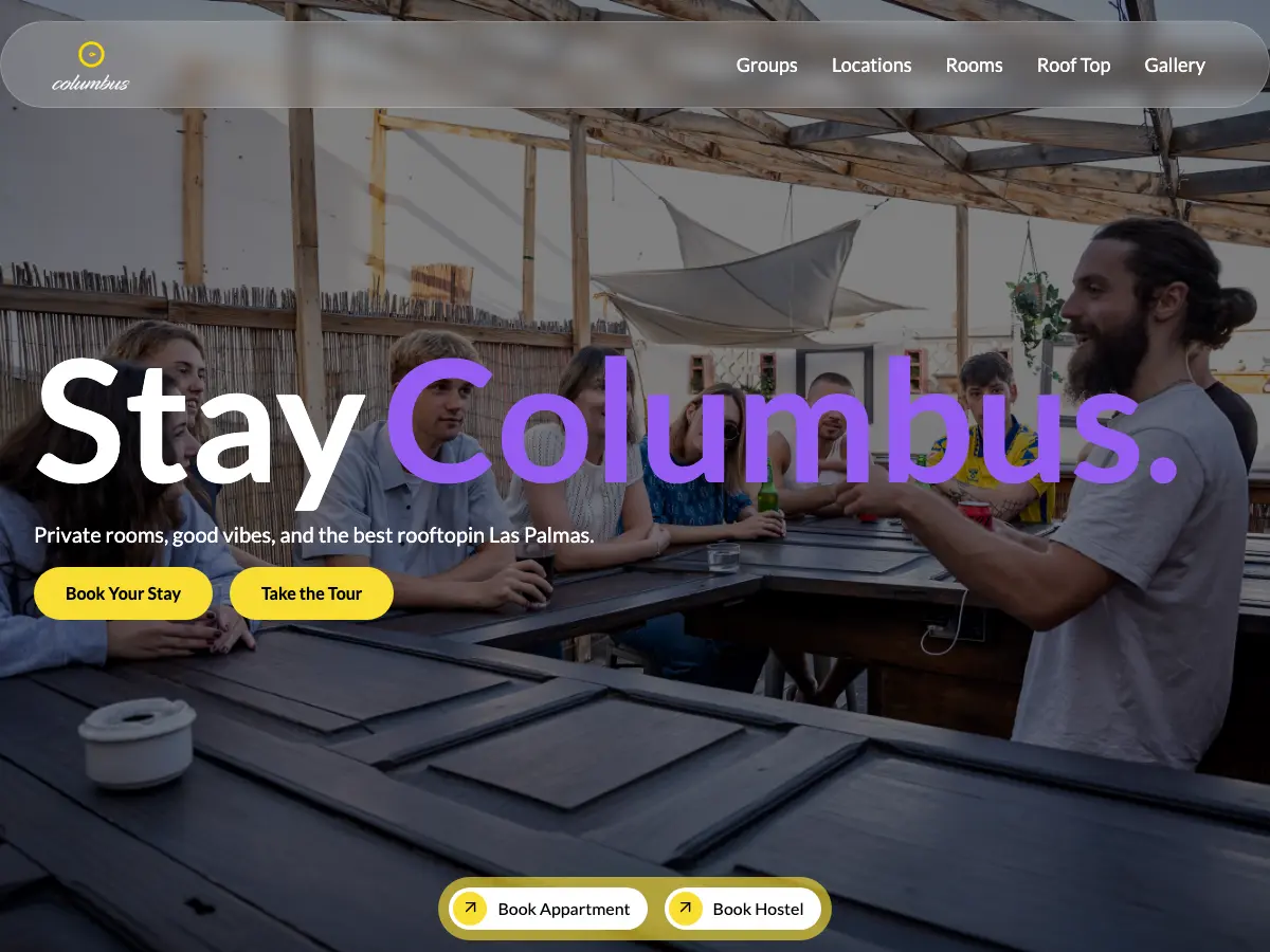 Columbus Hostels's website