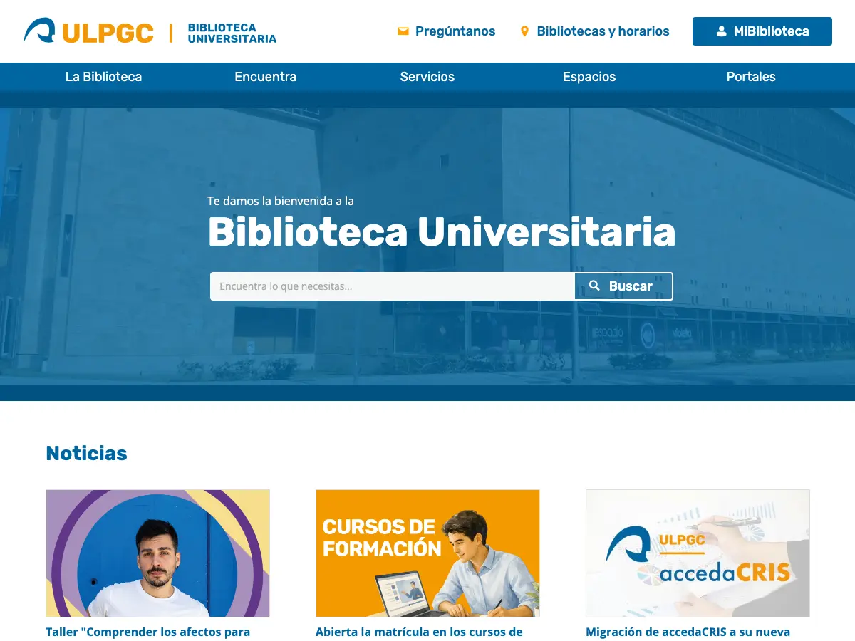 Biblioteca de la Universidad de Las Palmas de Gran Canaria's website