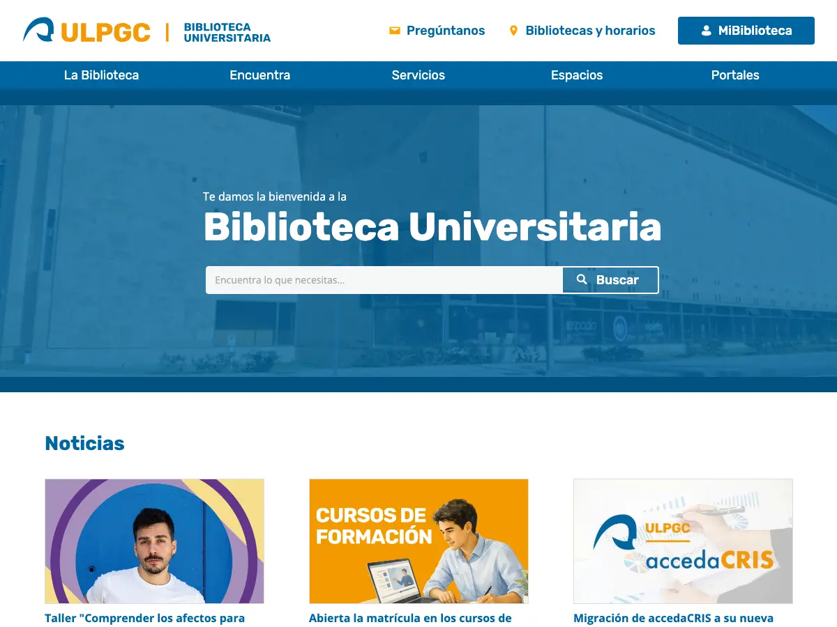 Biblioteca de la Universidad de Las Palmas de Gran Canaria's website