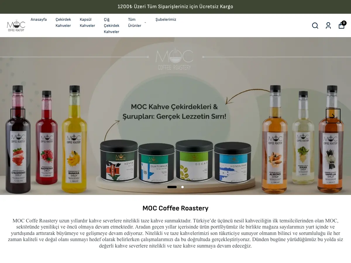 MOC Coffee Roastery's website