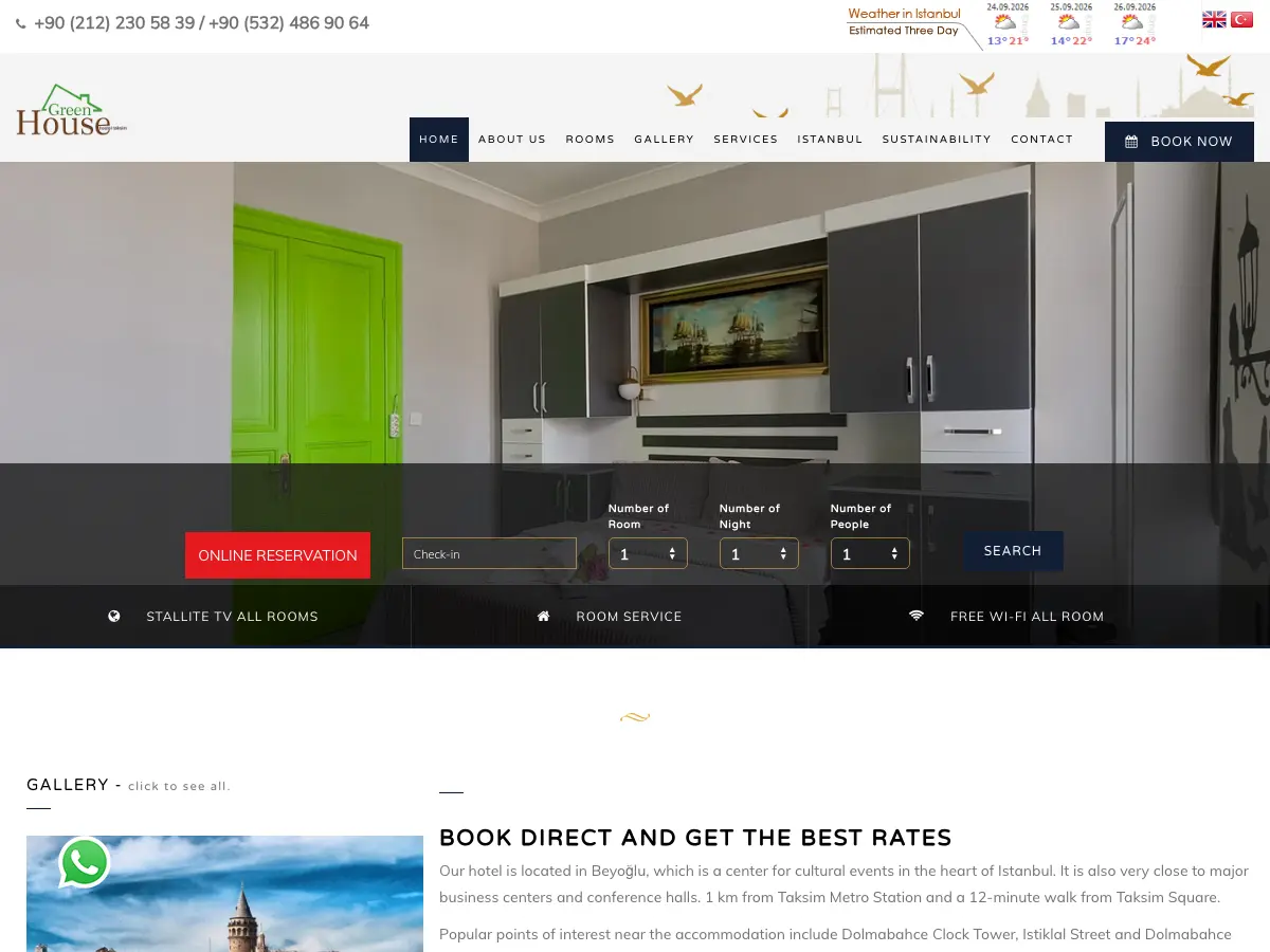 Taksim Green House Hostel's website