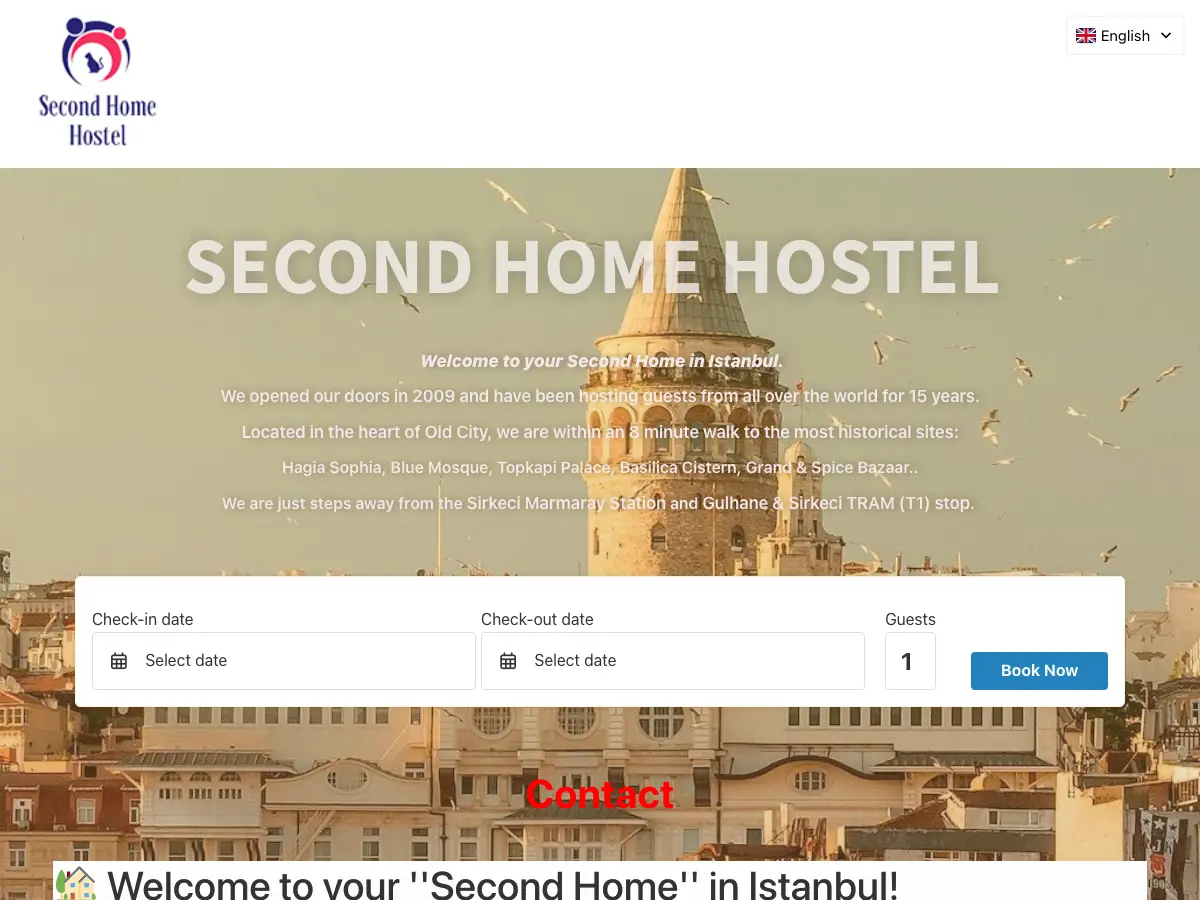 Second Home Hostel's website