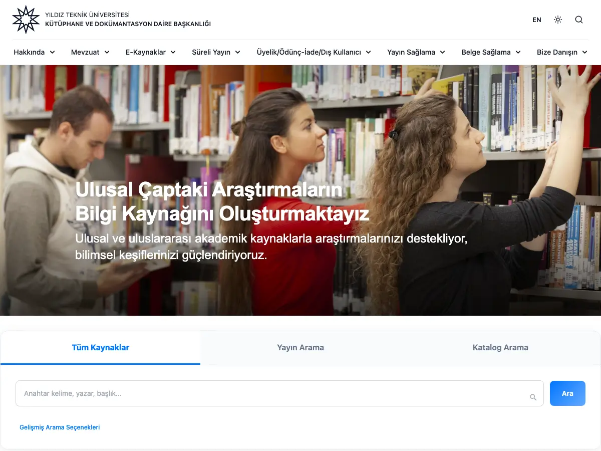 Ytü Merkez Kütüphanesi's website